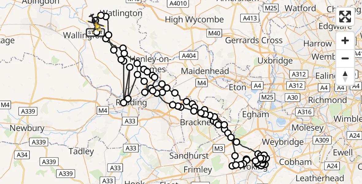 Flight route map: Police Helicopter to Benson, Brook Street