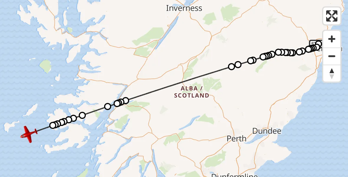 Flight route map: Air Ambulance Aircraft to Inner Seas, Inner Seas