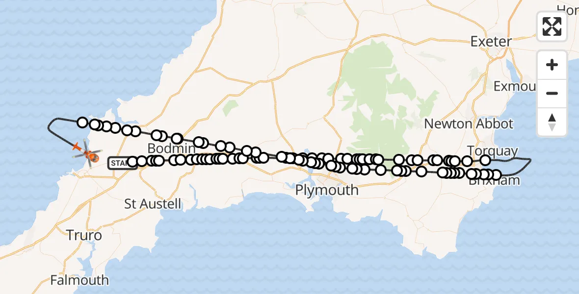 Routekaart van de vlucht: Coastguard Helicopter to Mawgan Porth, Mawgan Porth