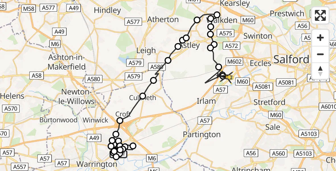 Routekaart van de vlucht: Police Helicopter to Manchester Barton Aerodrome, Manchester Barton Aerodrome