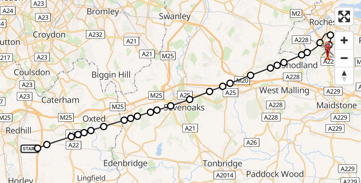 Routekaart van de vlucht: Air Ambulance Helicopter to Rochester Airport, Rochester Airport