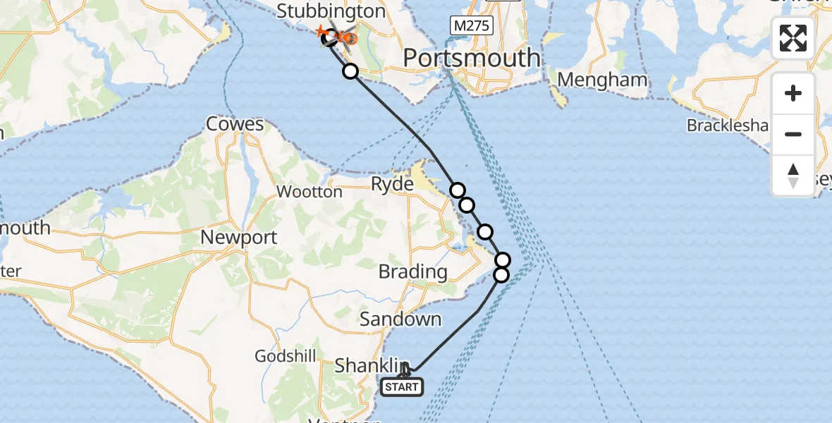 Flight route map: Coastguard Helicopter to Solent Airport, Solent Airport