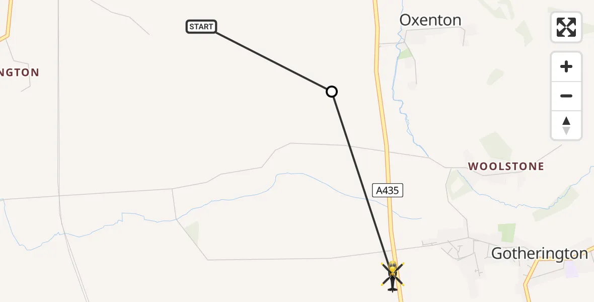 Routekaart van de vlucht: Police Helicopter to Gotherington, A435