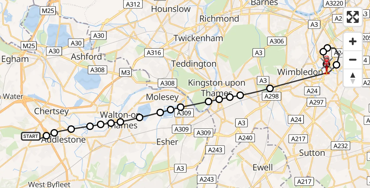 Routekaart van de vlucht: Air Ambulance Helicopter to St Georges Hospital, St Georges Hospital