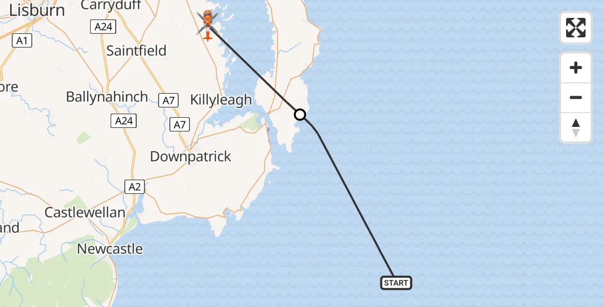 Routekaart van de vlucht: Coastguard Helicopter to Balloo, Craigarusky Road
