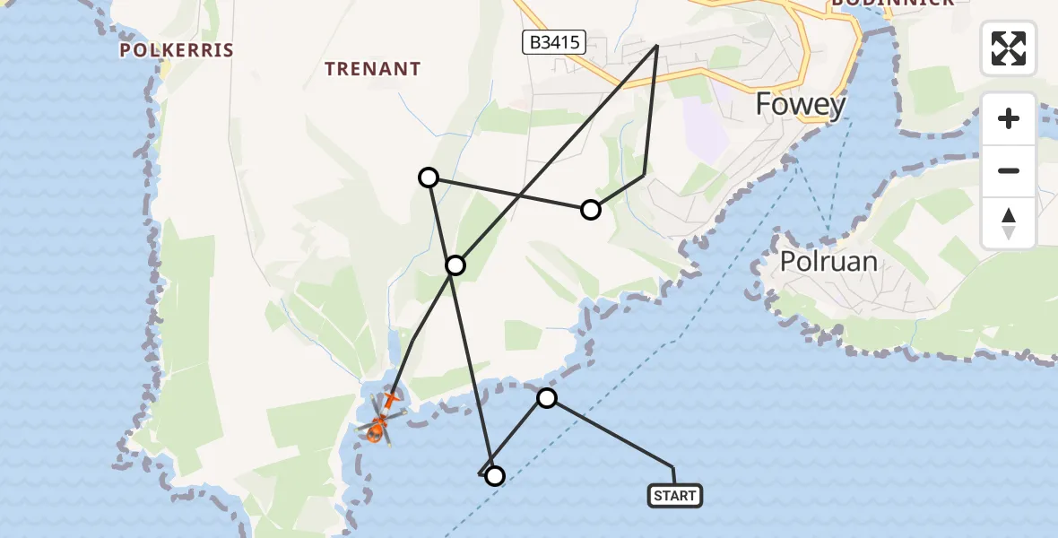 Routekaart van de vlucht: Coastguard Helicopter to Par, Saints Way
