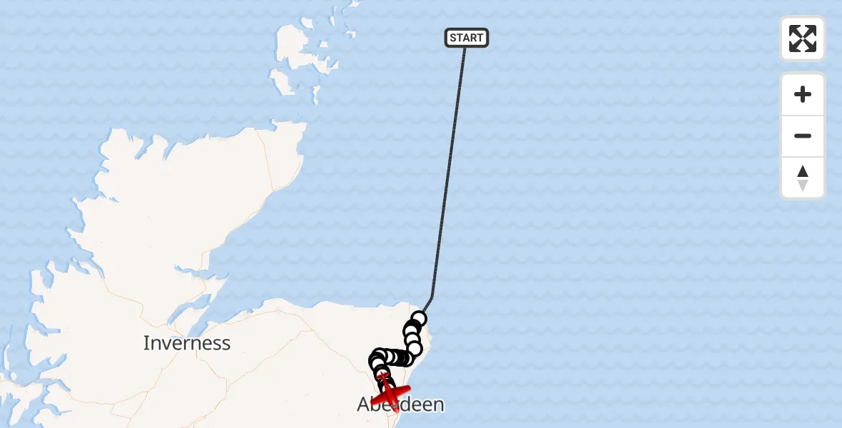 Flight route map: Air Ambulance Aircraft to Aberdeen International Airport, Aberdeen International Airport
