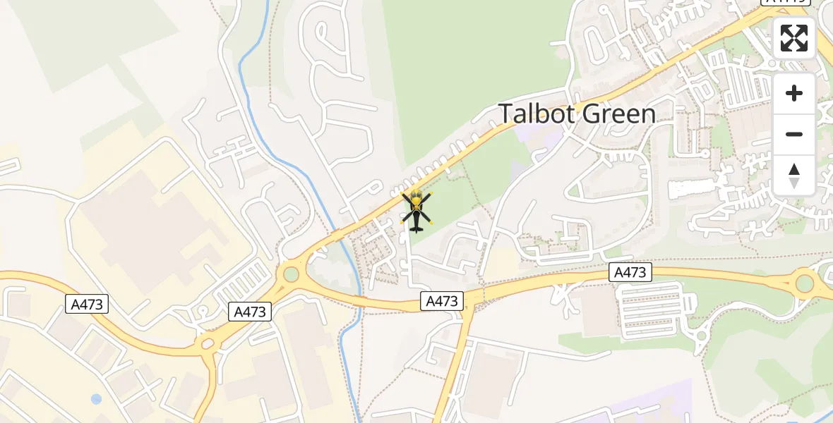 Routekaart van de vlucht: Police Helicopter to Talbot Green, Lanelay Road