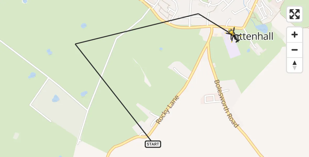 Flight route map: Police Helicopter to Tattenhall, High Street