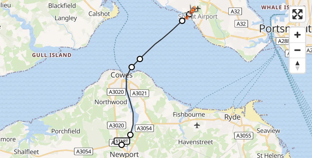 Routekaart van de vlucht: Coastguard Helicopter to Solent Airport, Solent Airport