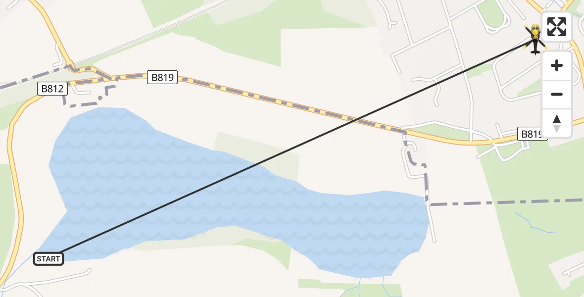 Flight route map: Police Helicopter to Lenzie, Charles Crescent