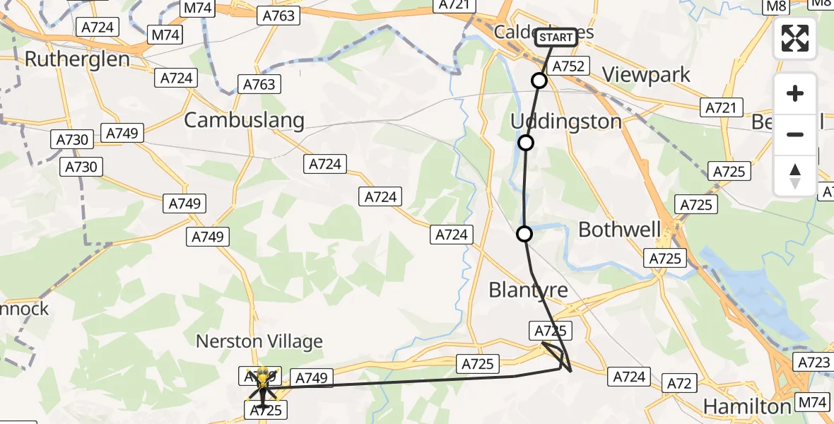 Routekaart van de vlucht: Police Helicopter to Nerston Village, Kingsway