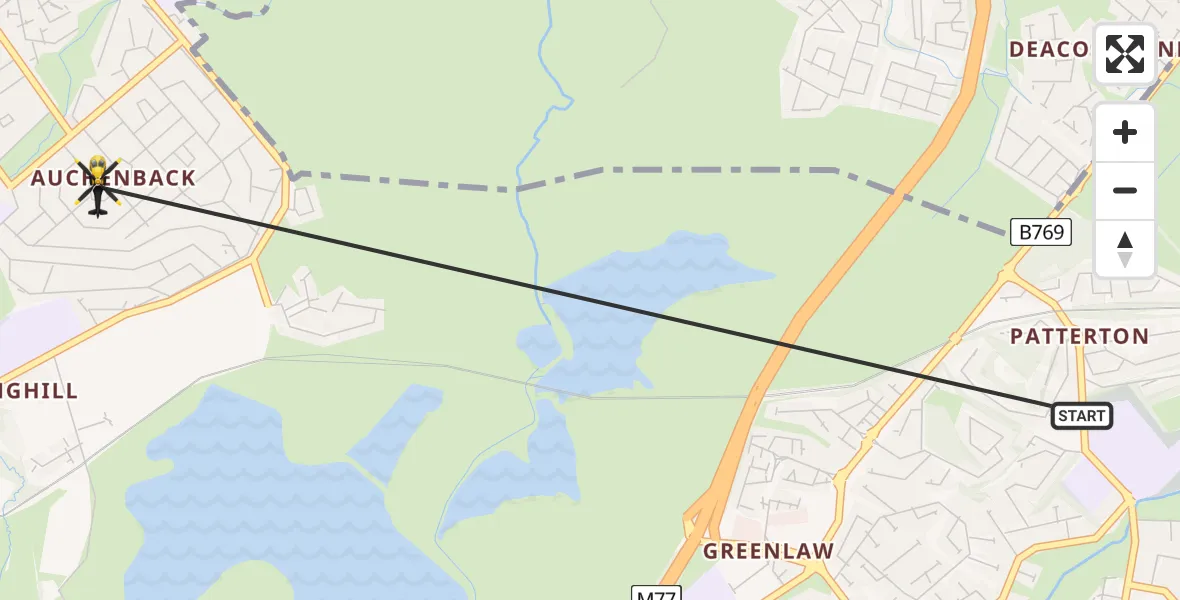 Routekaart van de vlucht: Police Helicopter to Barrhead, Langton Crescent