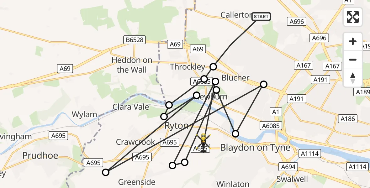 Flight route map: Police Helicopter to Stella, Stargate Cut