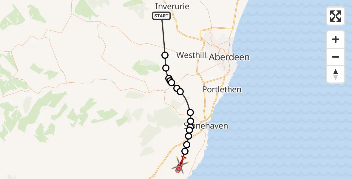 Routekaart van de vlucht: Air Ambulance Helicopter to Arbuthnott, Arbuthnott
