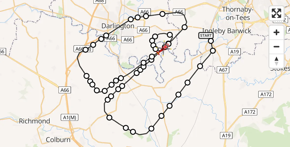 Routekaart van de vlucht: Air Ambulance Helicopter to Neasham, Neasham Hill