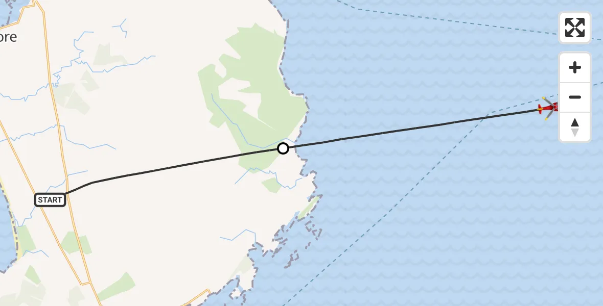 Flight route map: Air Ambulance Helicopter to Inner Seas, Inner Seas