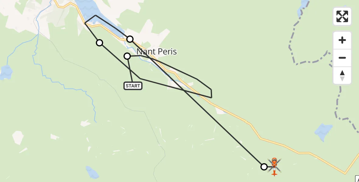 Flight route map: Coastguard Helicopter to Beddgelert, Pyg Track
