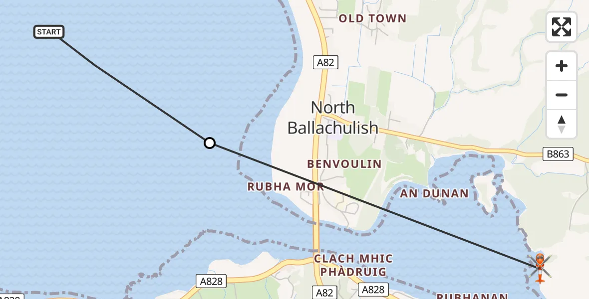 Routekaart van de vlucht: Coastguard Helicopter to North Ballachulish, North Ballachulish