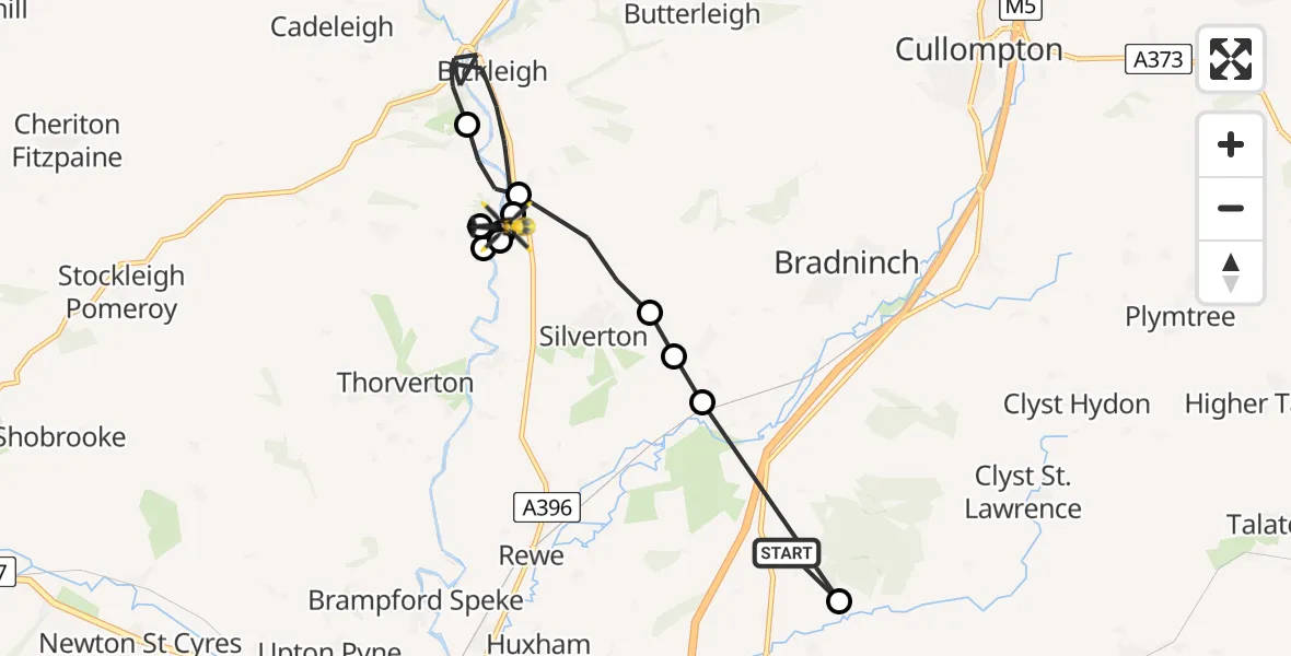 Flight route map: Police Helicopter to Bickleigh, EVB