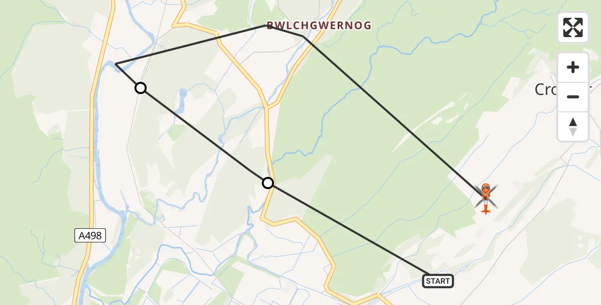 Routekaart van de vlucht: Coastguard Helicopter to Garreg, Garreg