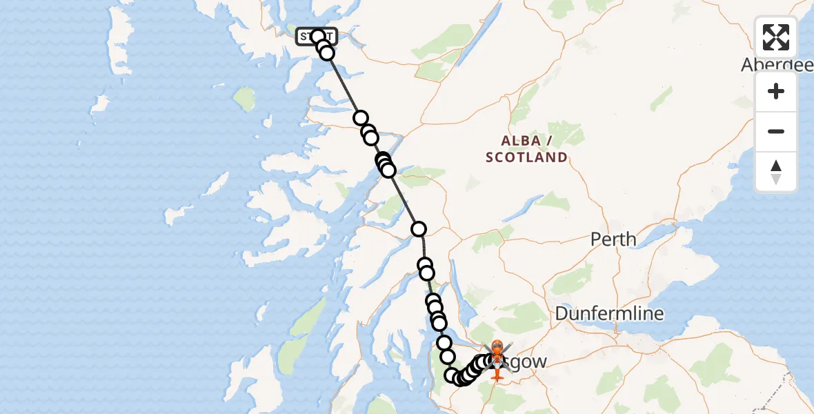 Flight route map: Coastguard Helicopter to Queen Elizabeth Hospital, Queen Elizabeth Hospital
