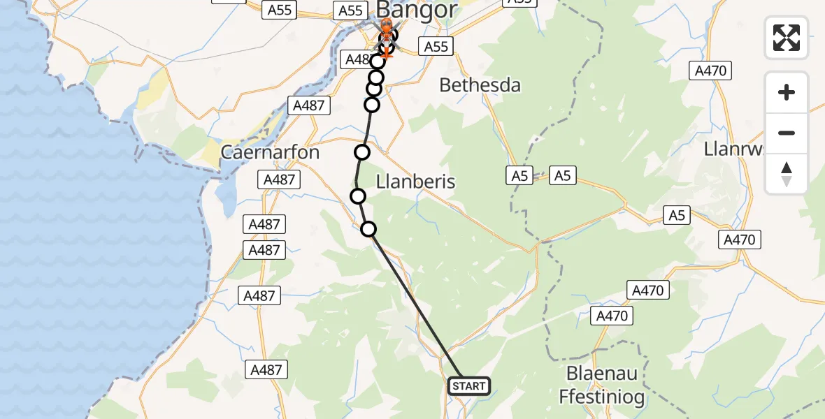 Routekaart van de vlucht: Coastguard Helicopter to Penrhos Garnedd, Penrhos Road