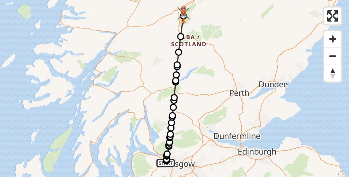 Routekaart van de vlucht: Coastguard Helicopter to Cuaich, A9