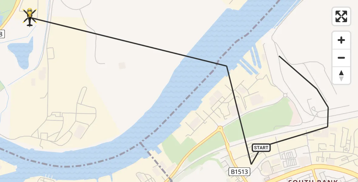 Routekaart van de vlucht: Police Helicopter to Billingham, Seaton Carew Road