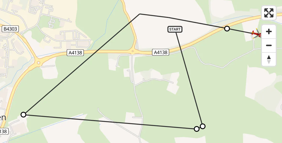 Flight route map: Air Ambulance Helicopter to Llangennech, Heol Mwrwg