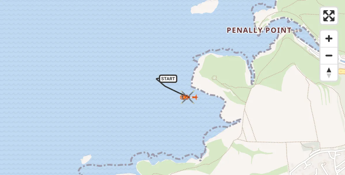 Flight route map: Coastguard Helicopter to Boscastle, Under Road