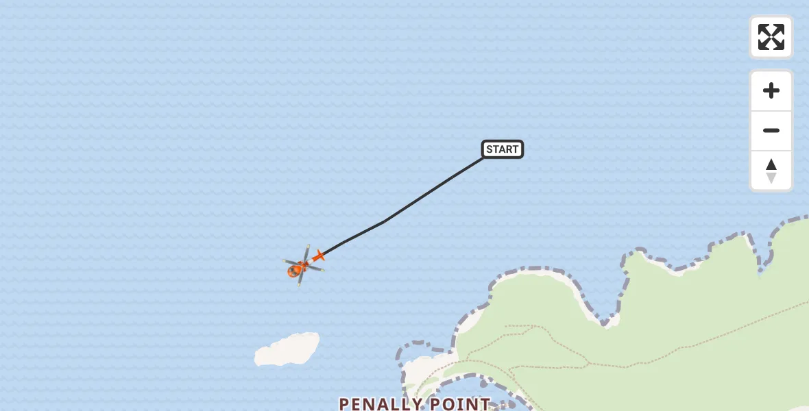 Flight route map: Coastguard Helicopter to Boscastle, New Road