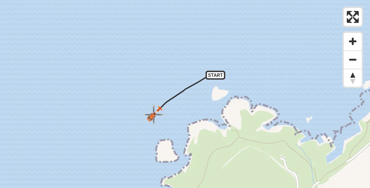 Flight route map: Coastguard Helicopter to Tintagel, B3263