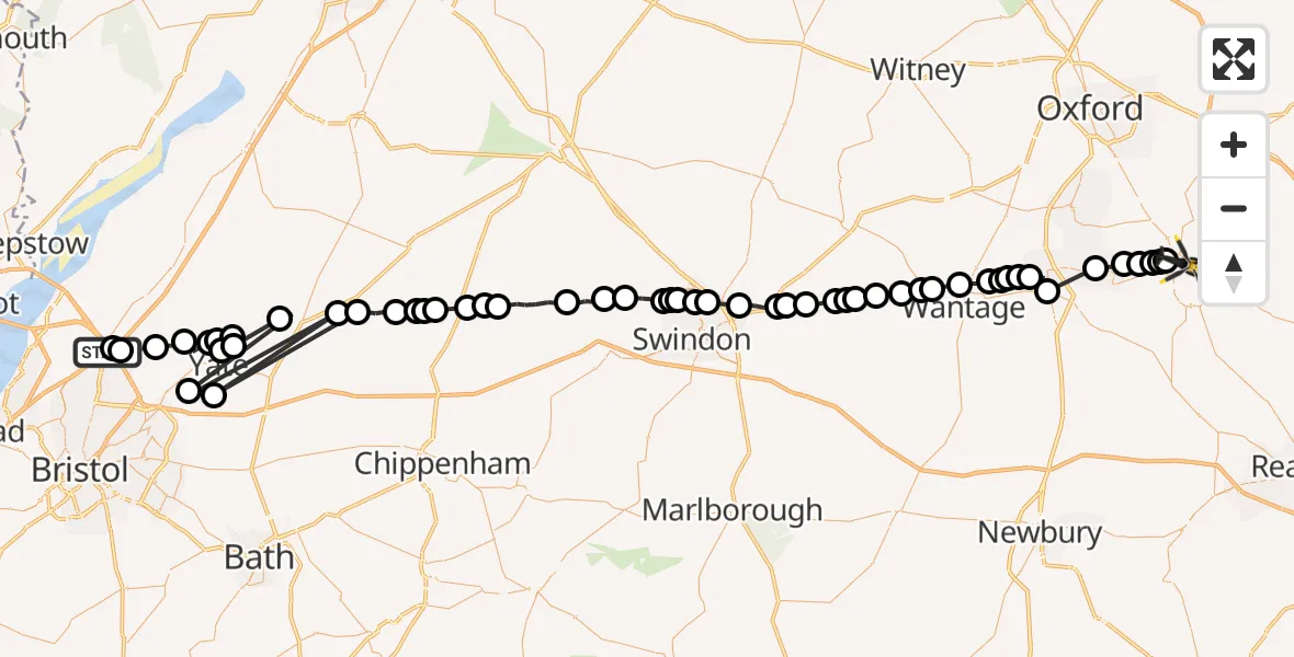 Flight route map: Police Helicopter to Shillingford, Shillingford Road