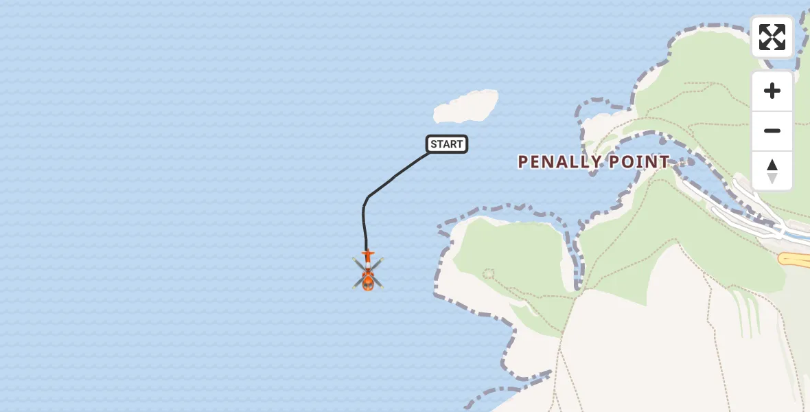 Flight route map: Coastguard Helicopter to Boscastle, Under Road