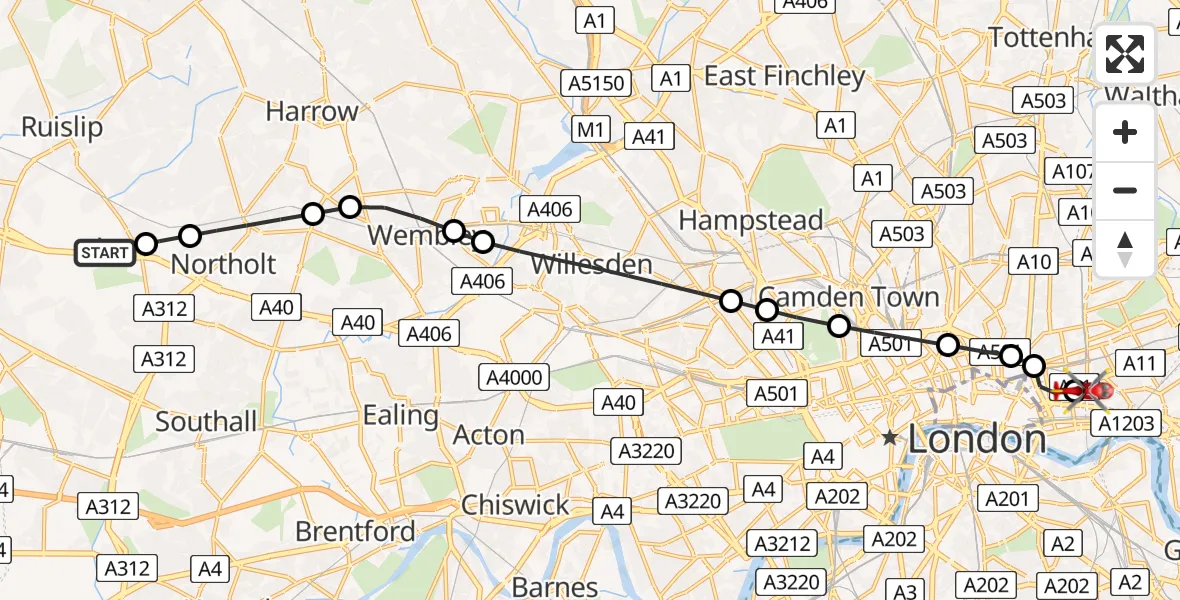 Routekaart van de vlucht: Air Ambulance Helicopter to Royal London Hospital, Royal London Hospital