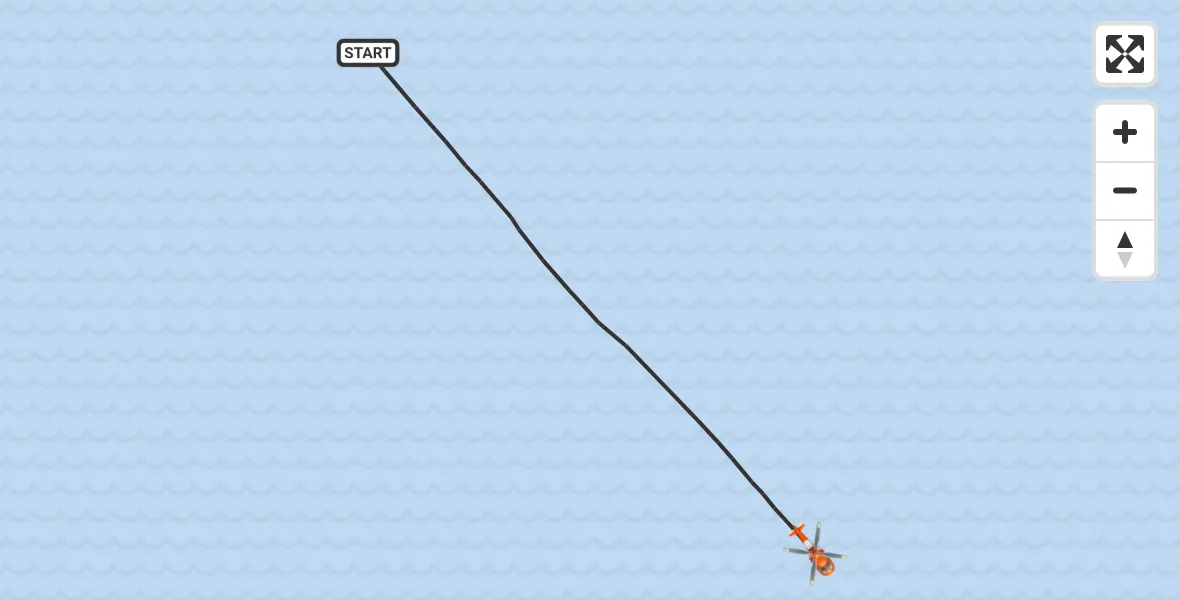 Flight route map: Coastguard Helicopter to North Sea, North Sea