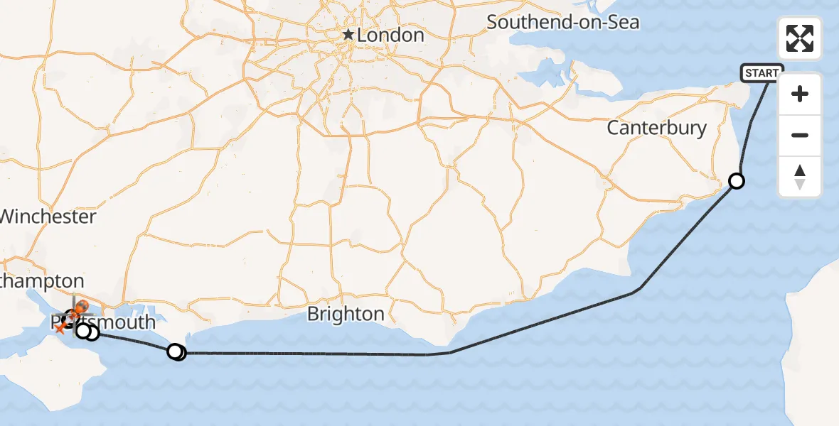 Flight route map: Coastguard Helicopter to Solent Airport, Solent Airport