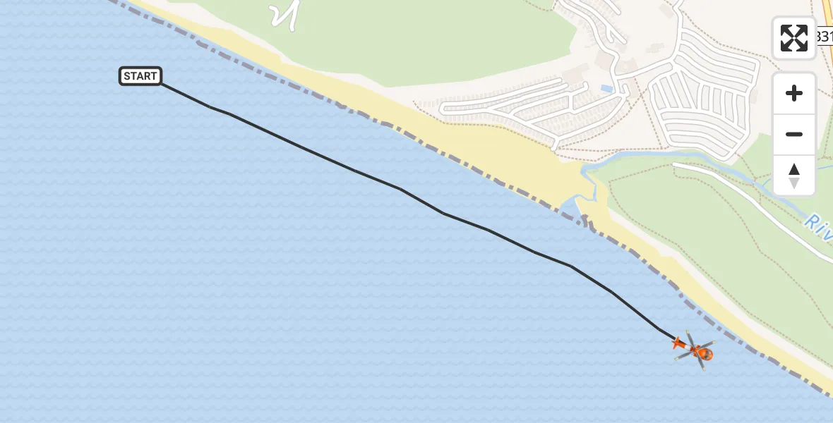 Flight route map: Coastguard Helicopter to Burton Bradstock, W7/18