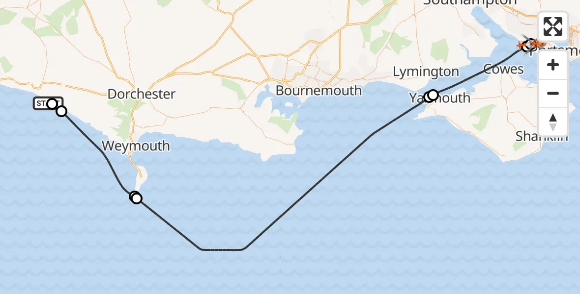 Routekaart van de vlucht: Coastguard Helicopter to Solent Airport, Solent Airport