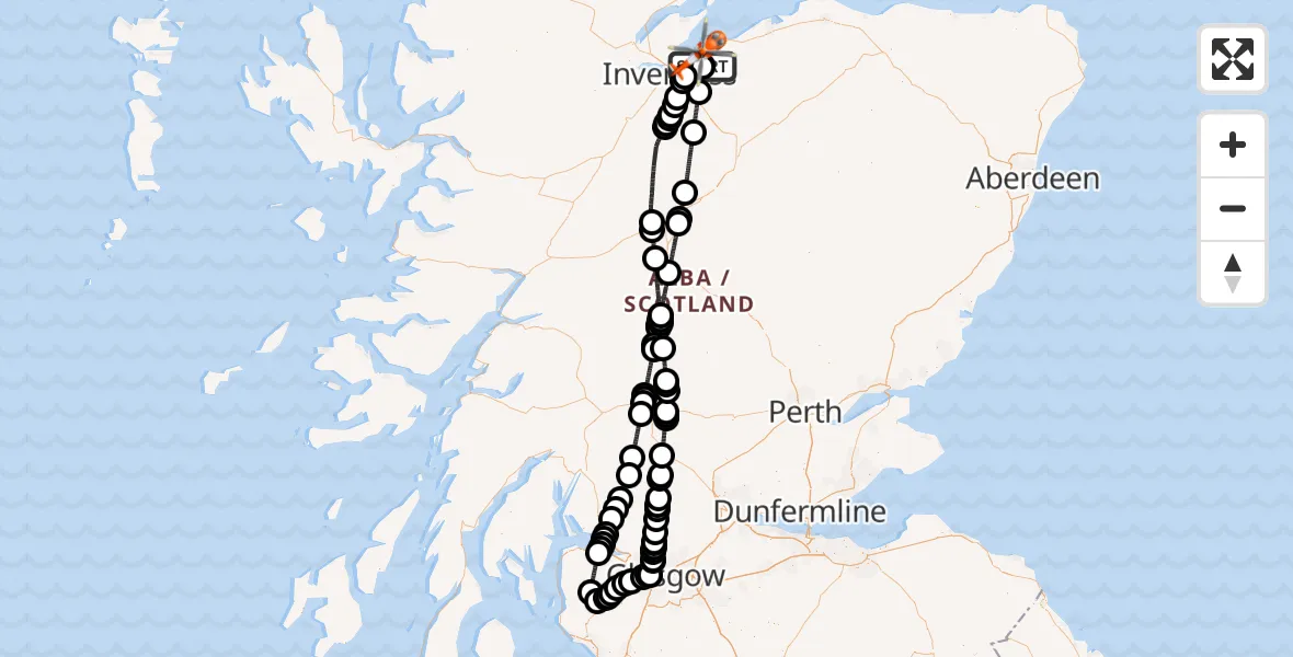 Flight route map: Coastguard Helicopter to Inverness Airport, Inverness Airport