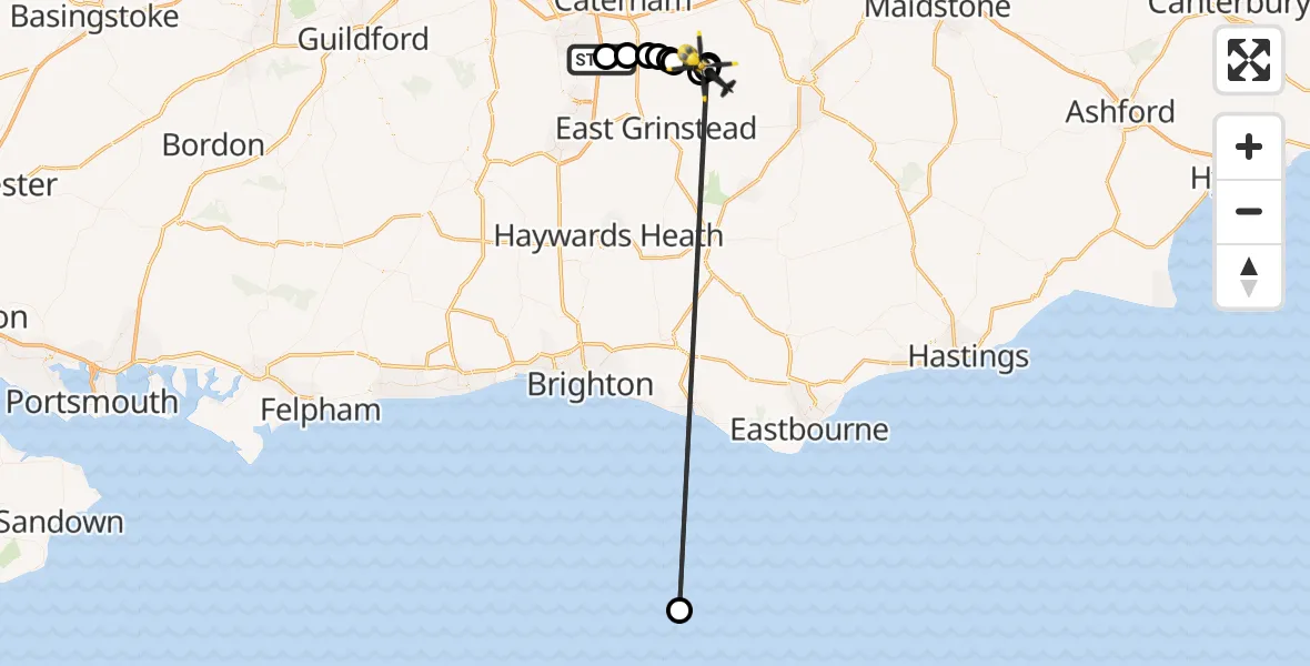 Flight route map: Police Helicopter to Edenbridge, Edenbridge