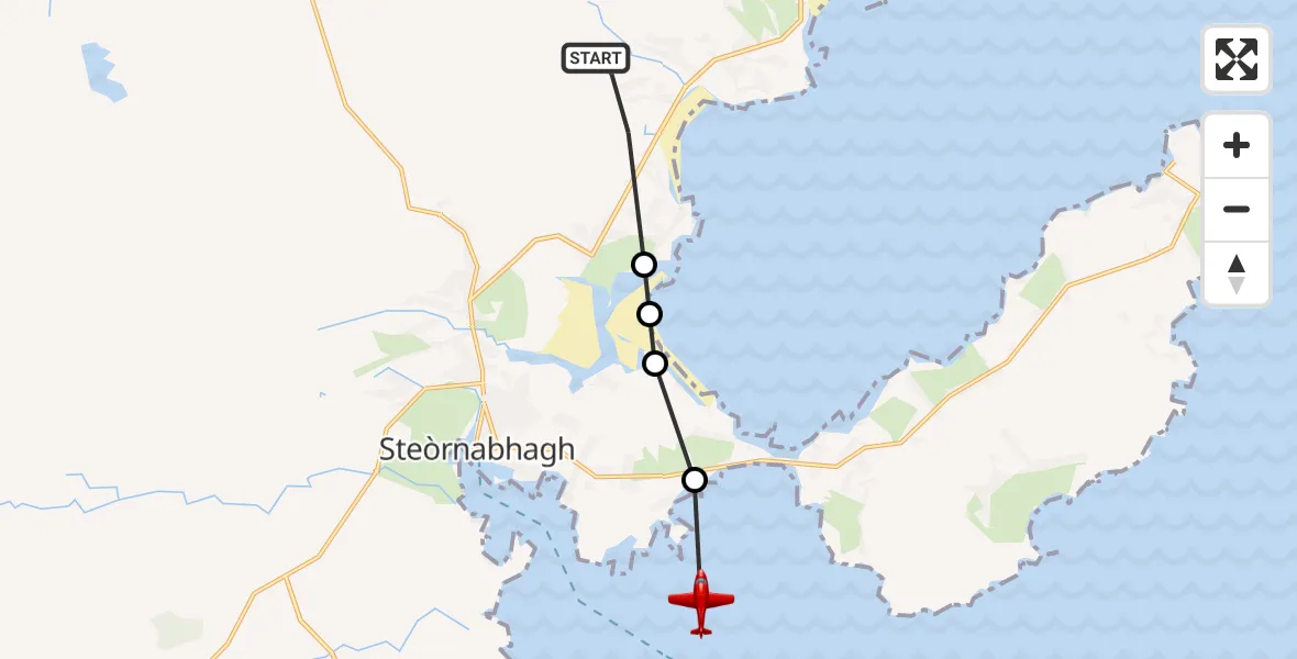 Flight route map: Air Ambulance Aircraft to Inner Seas, Inner Seas