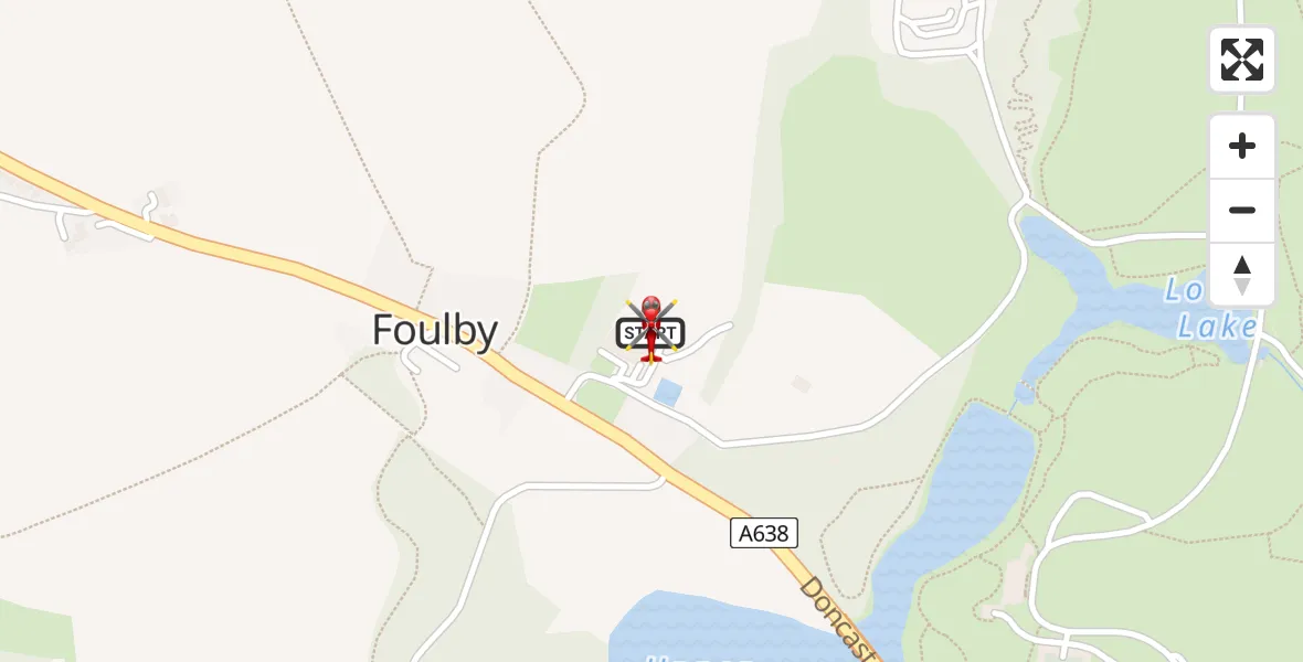 Flight path map showing Air Ambulance Helicopter route from YAA Nostell Helicopter Port to YAA Nostell Helicopter Port