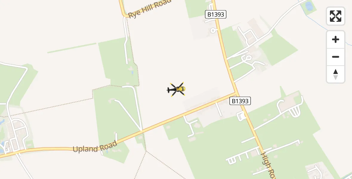 Flight route map: Police Helicopter to North Weald Bassett, Upland Road
