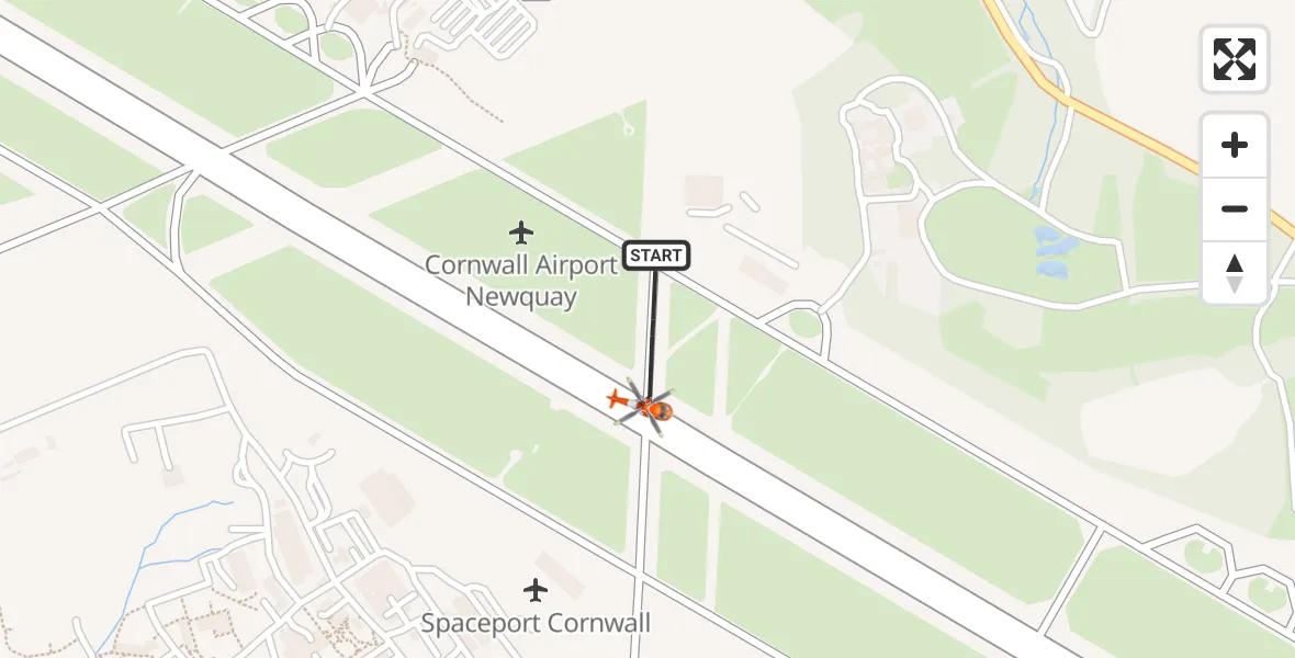 Routekaart van de vlucht: Coastguard Helicopter to Cornwall Airport Newquay