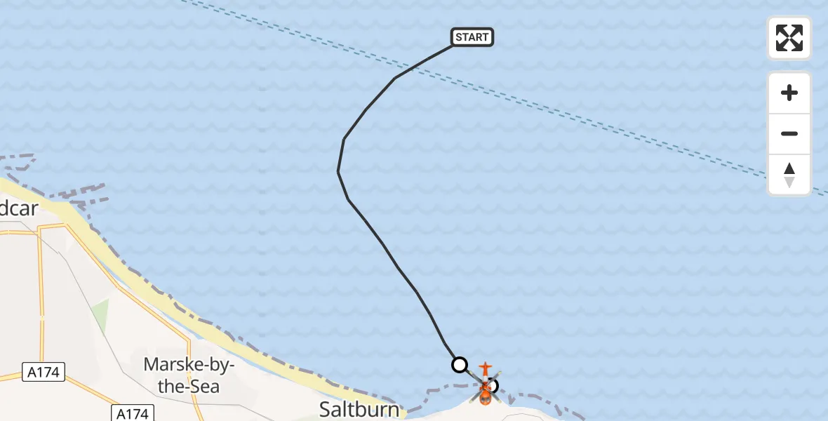 Routekaart van de vlucht: Coastguard Helicopter to Brotton, Saltburn Road