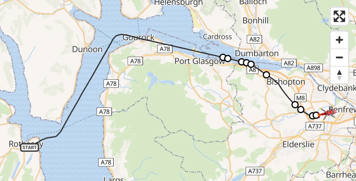 Routekaart van de vlucht: Air Ambulance Helicopter to Glasgow Airport