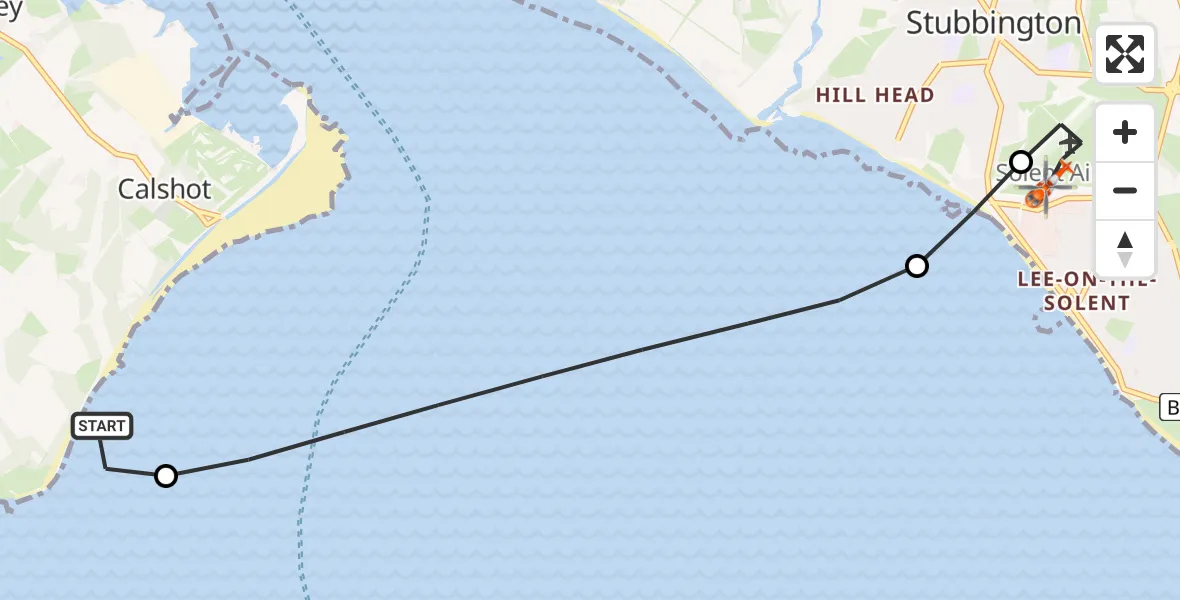Routekaart van de vlucht: Coastguard Helicopter to Solent Airport, Solent Airport
