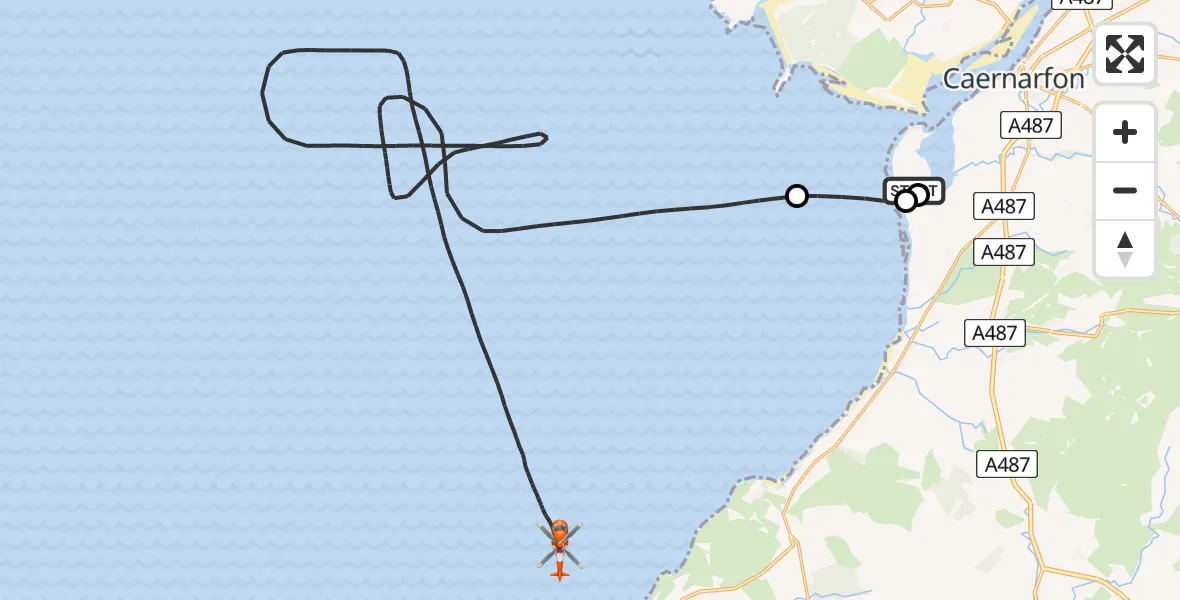 Routekaart van de vlucht: Coastguard Helicopter to Irish Sea, Caernarfon Airport